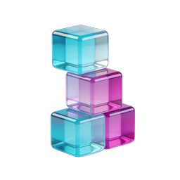 Glass Cube Stack Icon - 3D Transparent Blocks Design