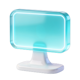 Glass Display Monitor Icon - 3D Cyan Tech Design