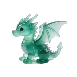 Icona 3D Drago di Vetro Verde Traslucido - Asset Fantasy