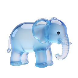 Glass Elephant Crystal Figurine Icon - 3D Render