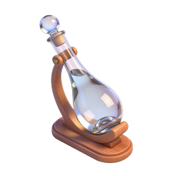 Glass Potion Flask on Wooden Stand 3D Icon