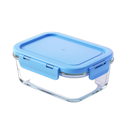 Glass Food Storage Container with Blue Lid Icon