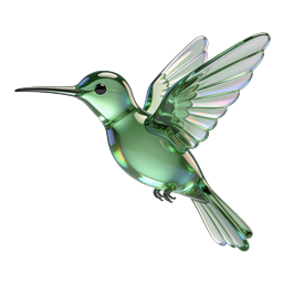 Glass Hummingbird 3D Icon | Iridescent Crystal Bird