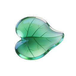 3D Glass Leaf Icon - Realistic Transparent Nature Design