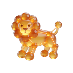 Translucent Glass Lion 3D Icon - Premium Amber Design