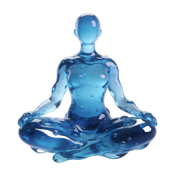 Glass Meditation Figure 3D Icon | Wellness & Mindfulness