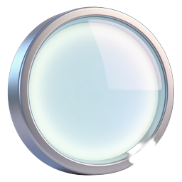 Premium 3D Glass Orb Button Icon with Chrome Frame