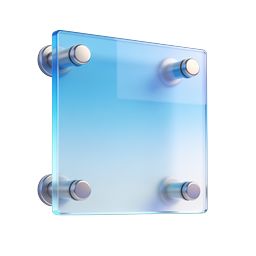 Transparent Glass Panel Icon with Metal Standoffs