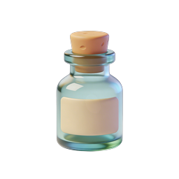 Glass Potion Bottle with Cork Stopper 3D Icon