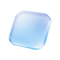 Blue Glass Rounded Square Icon | 3D UI Element