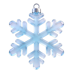 Glass Snowflake Ornament Christmas Icon - 3D Render