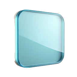 3D Glass Square Button Icon - Premium UI Element