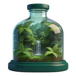 Glass Terrarium Ecosystem Icon - Miniature Rainforest in Jar