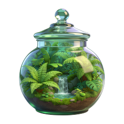 Glass Terrarium Ecosystem Icon | Miniature Tropical Garden