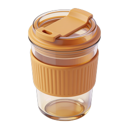 Glass Tumbler Cup with Orange Silicone Grip - 3D Icon