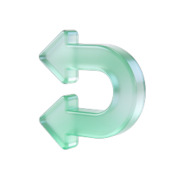 Glass Undo Arrow Icon - 3D Mint Green Return Button