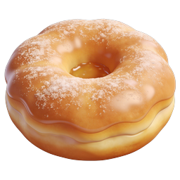 Realistic Glazed Donut Icon with Powdered Sugar