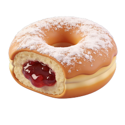 Glazed Jelly Donut 3D Icon - Sweet Pastry Treat