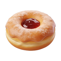 Glazed Jelly Donut Icon - Realistic 3D Bakery Food