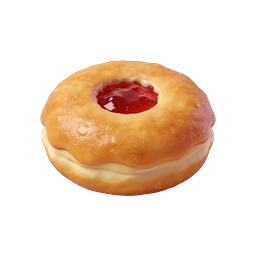 Glazed Jelly Donut Icon - Realistic 3D Pastry