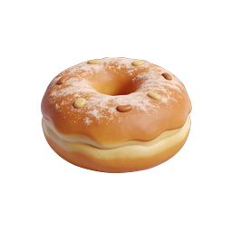 Glazed Powdered Sugar Donut Icon | 3D Clay Style