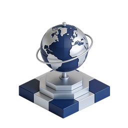 Premium 3D Globe on Pedestal Icon - Global Business