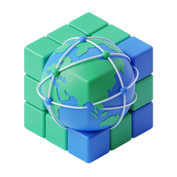 Global Network Cube Icon - 3D Isometric Technology