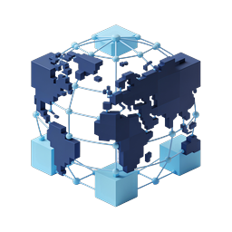 Global Network World Map 3D Isometric Icon