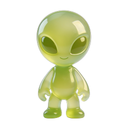 Glossy Green Alien Figurine 3D Icon