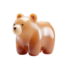 Glossy 3D Bear Icon - Cute Candy-Style Animal Design
