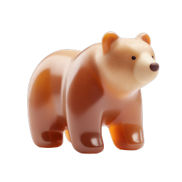 Glossy Brown Bear 3D Icon - Cute Animal Figurine