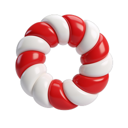 Glossy Red White Twisted Candy Ring 3D Icon