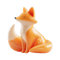Glossy Ceramic Fox Icon - Adorable 3D Animal Design