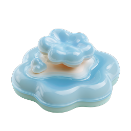 Glänzendes 3D-Wolken-Icon mit Herz-Akzent - Pastellblau