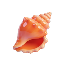 Glossy Orange Conch Shell 3D Icon for Ocean Themes