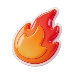 Glossy 3D Flame Icon | Fire Symbol for Hot & Trending