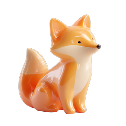 Cute Glossy Fox Figurine 3D Icon | Adorable Animal Design