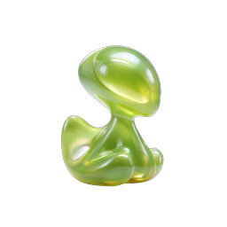 Glossy Green 3D Character Icon | Translucent Design