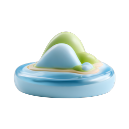Glossy 3D Island Mountain Icon for Nature & Travel Apps