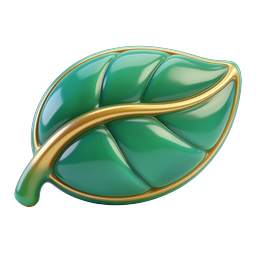 Glossy Green Leaf Icon - 3D Realistic Nature Design
