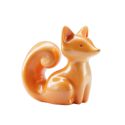 Glossy Orange Ceramic Fox Icon | 3D Wildlife Design