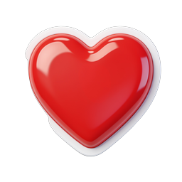 Icono de corazón rojo brillante - Símbolo de amor 3D