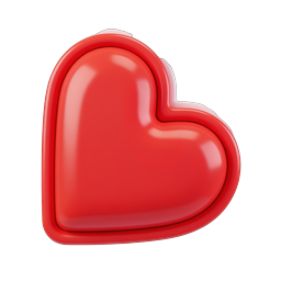 Glossy Red 3D Heart Icon - Clay Style