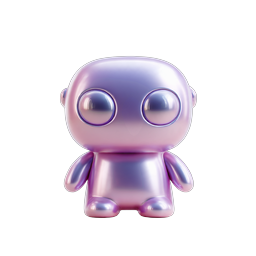 光沢のある虹色ロボットキャラクター 3D アイコン