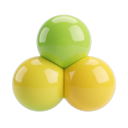 Glossy 3D Sphere Cluster Icon – Green & Yellow Realistic