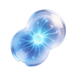 Glowing 3D Cell Neuron Icon - Blue Biological Structure