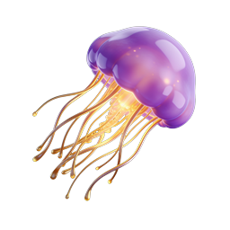 Glowing Purple Jellyfish Icon - Realistic 3D Marine Art