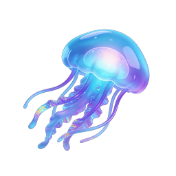 Glowing Jellyfish 3D Icon - Iridescent Ocean Creature