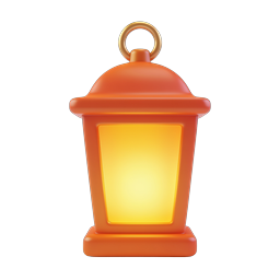 Glowing Orange Lantern Icon - 3D Rendered Design
