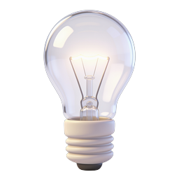 Glowing Light Bulb Icon | Realistic 3D Innovation Symbol